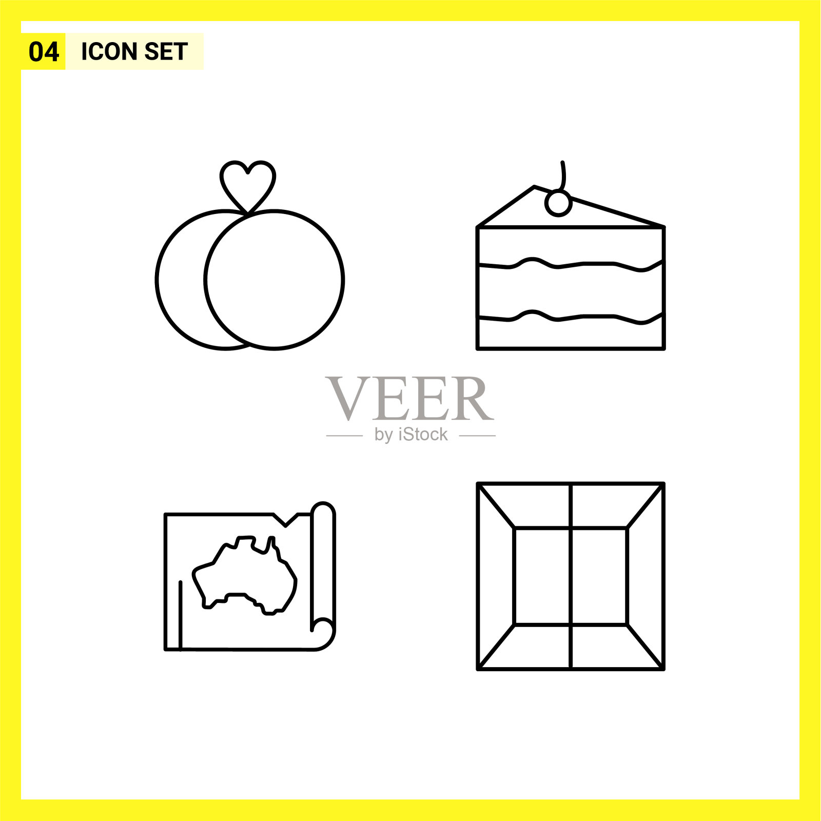 4 .图标设置简单的线条符号大纲签到图标素材