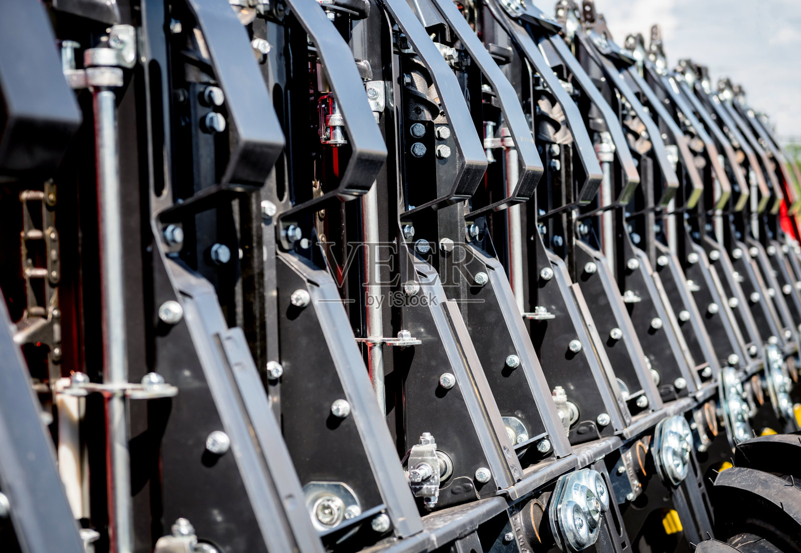 现代农业机械设备。工业的细节。照片摄影图片