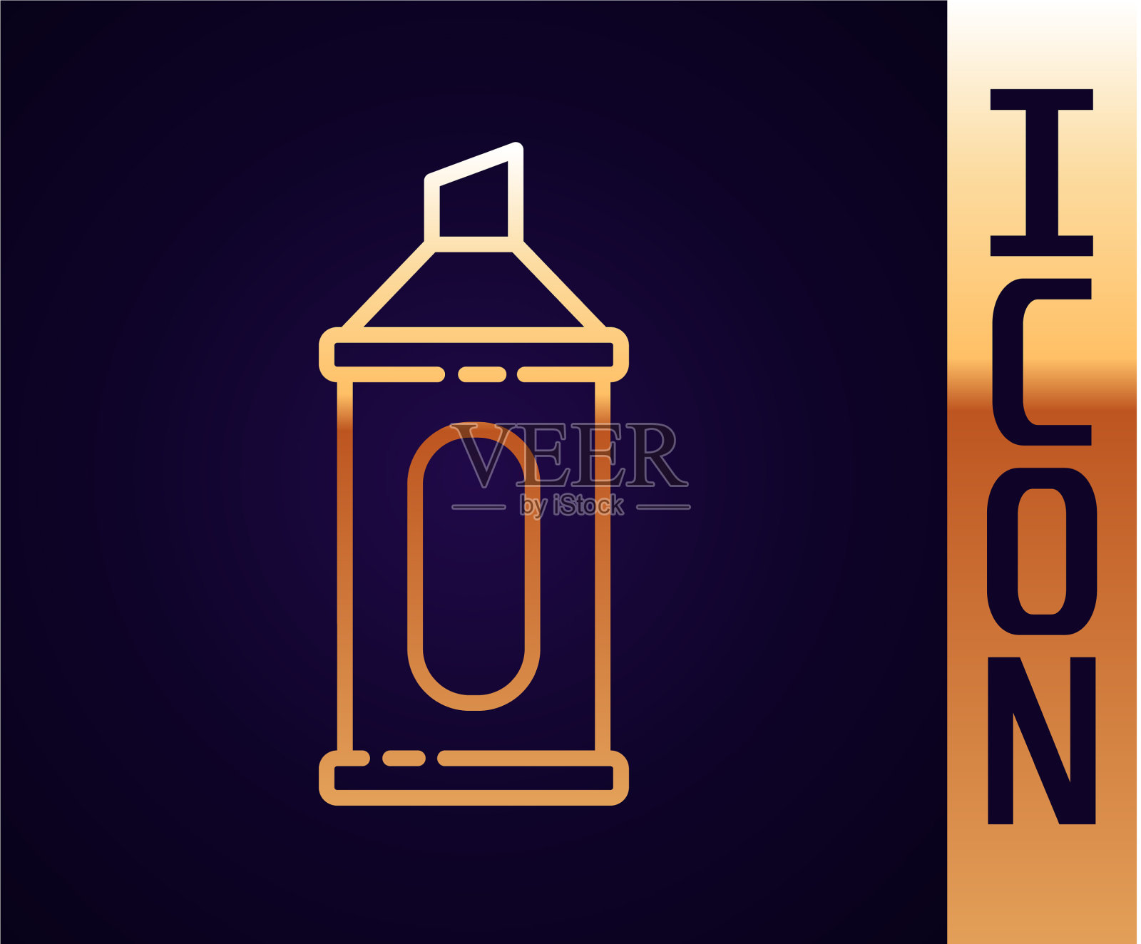 金线标记笔图标孤立在黑色插画图片素材