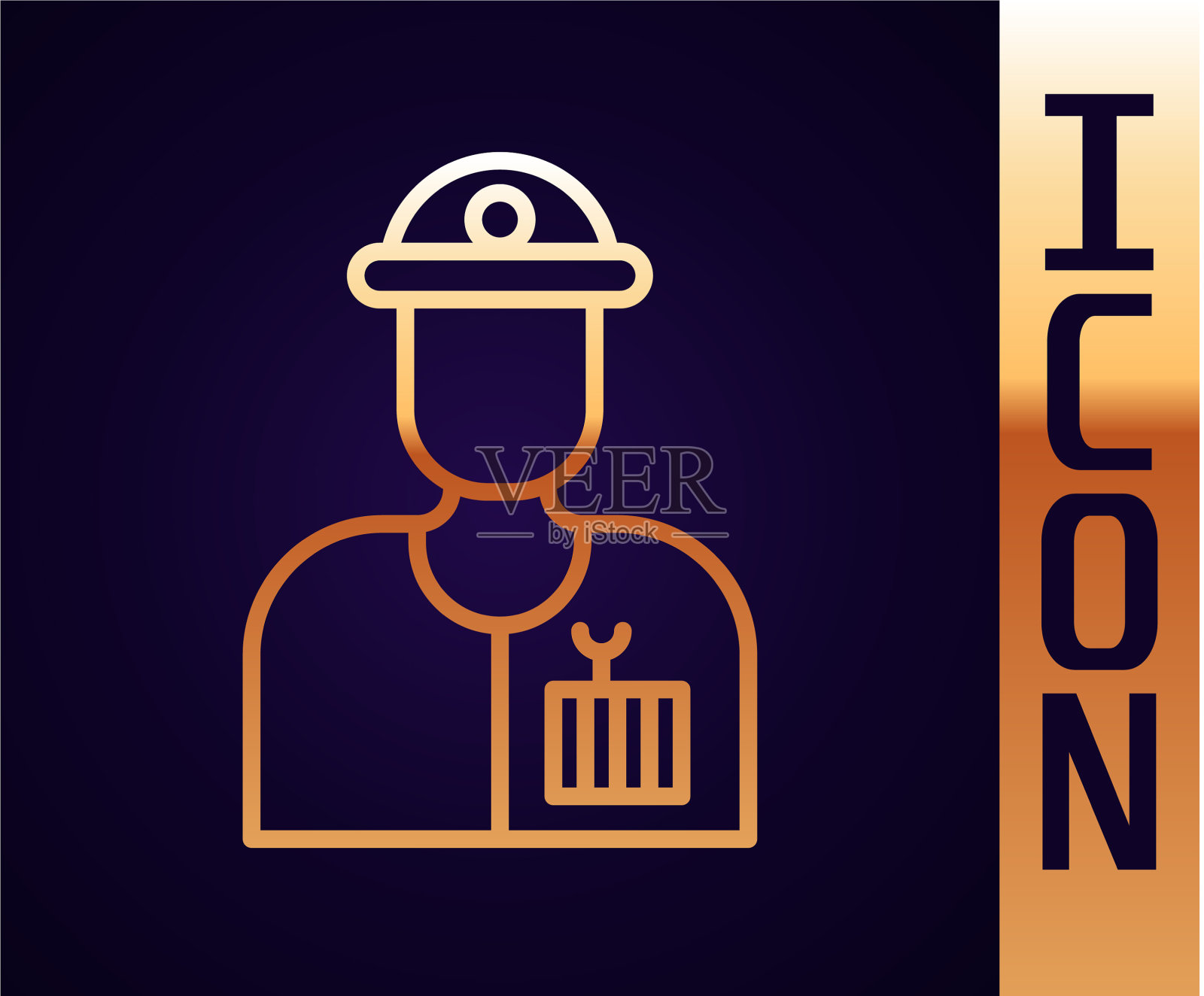 金线水管工图标孤立在黑色插画图片素材