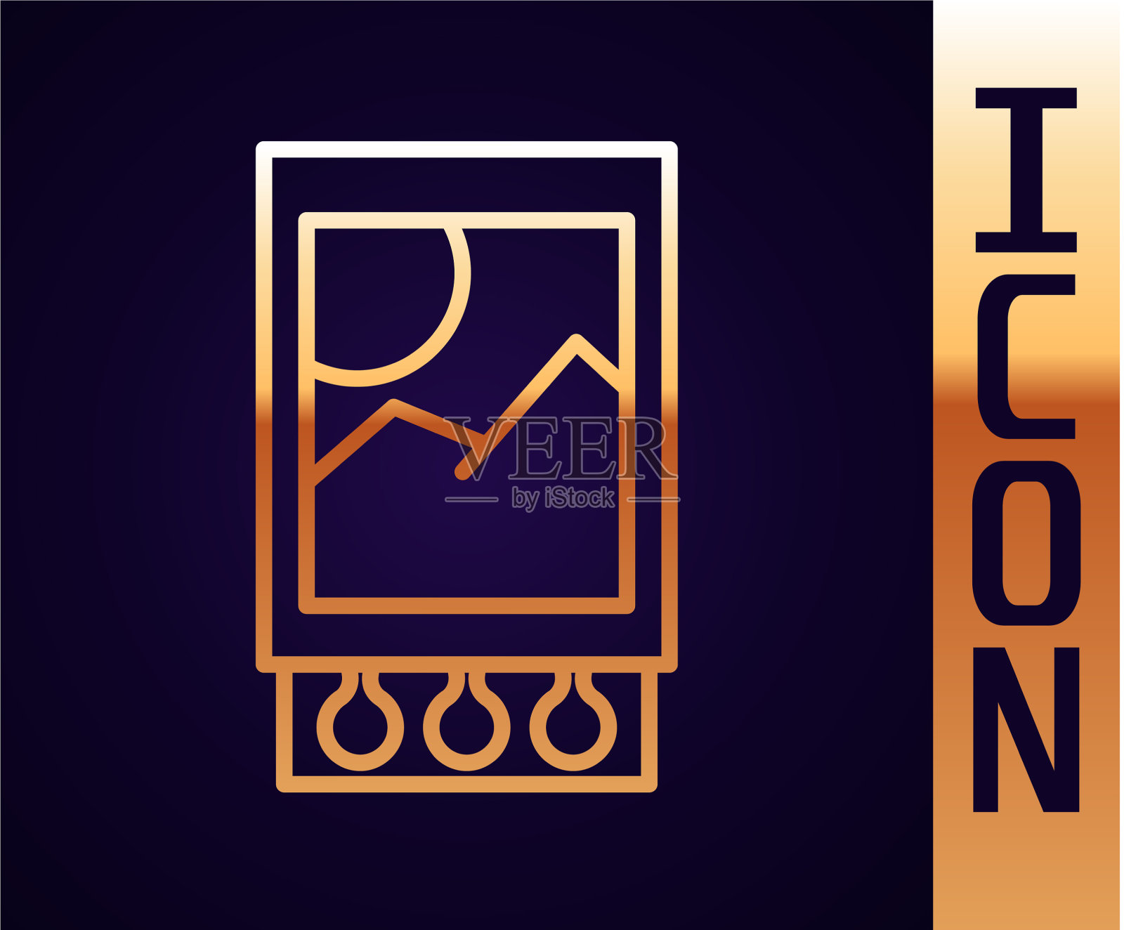 金线打开火柴盒与火柴图标隔离插画图片素材