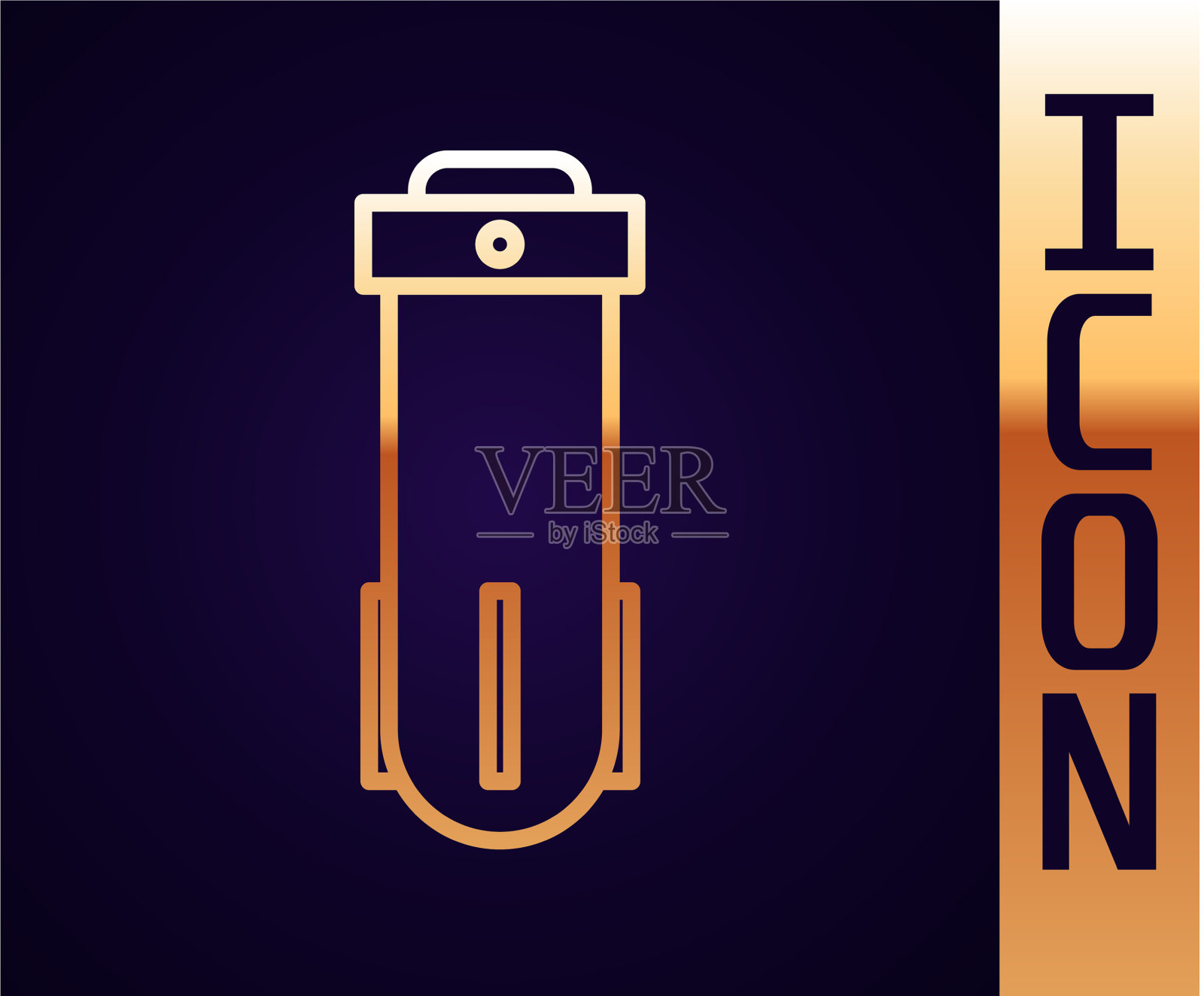 金色线水过滤器图标孤立在黑色插画图片素材