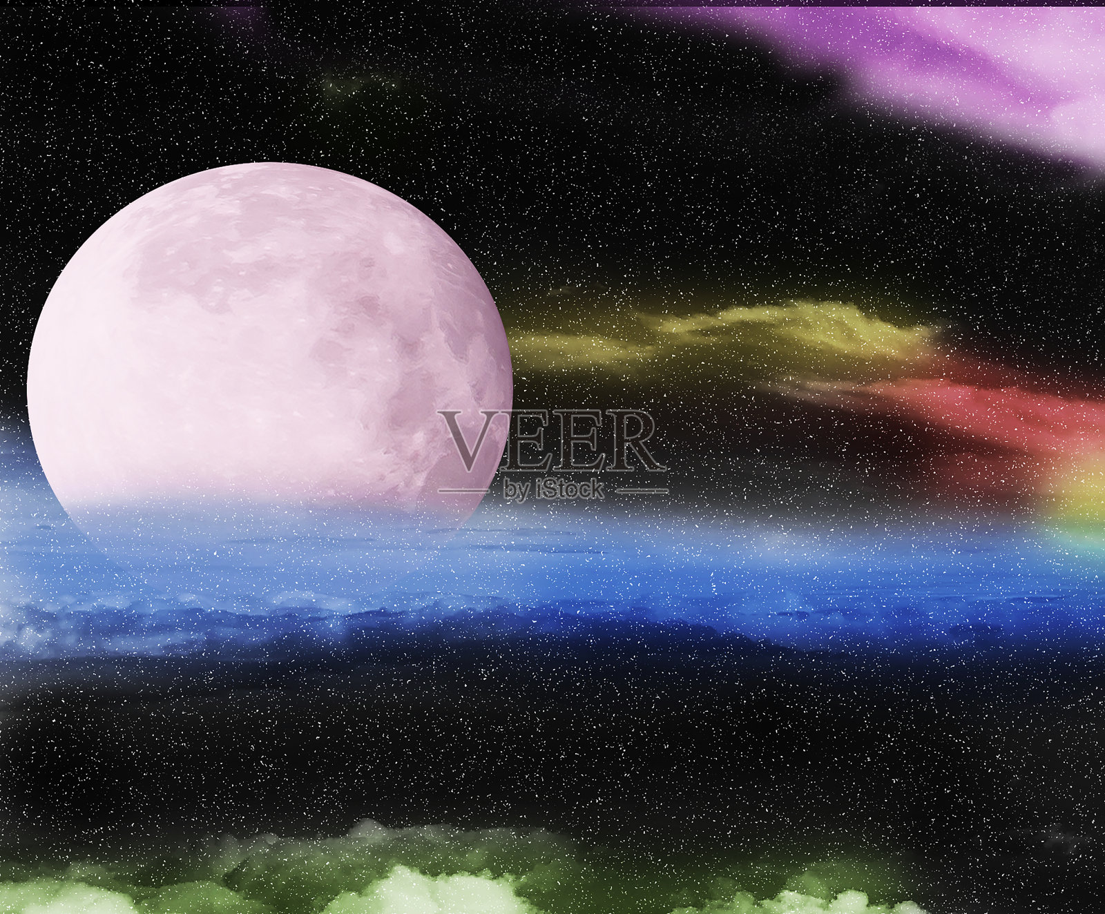 宇宙中未知区域的地外卫星或行星照片摄影图片