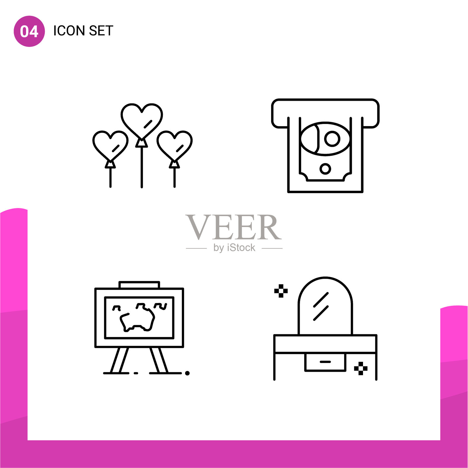 轮廓图标设置包4行图标隔离上图标素材