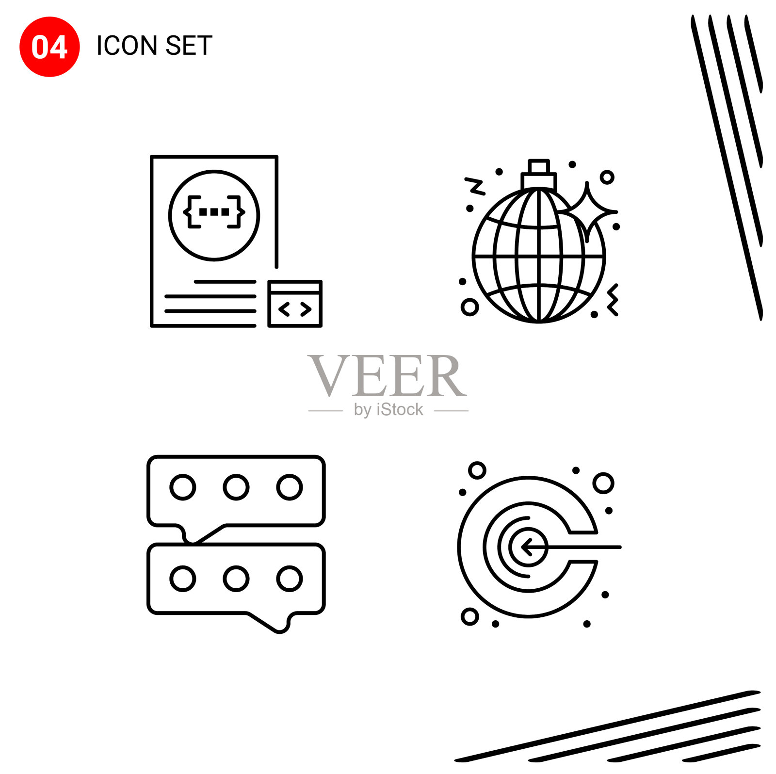 收集4个图标在线条风格像素完美图标素材