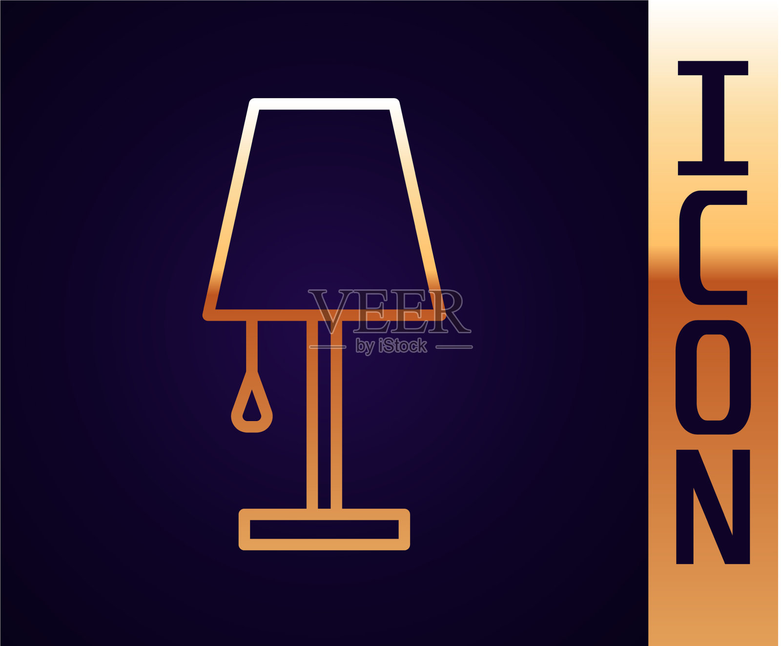 金线台灯图标孤立在黑色插画图片素材