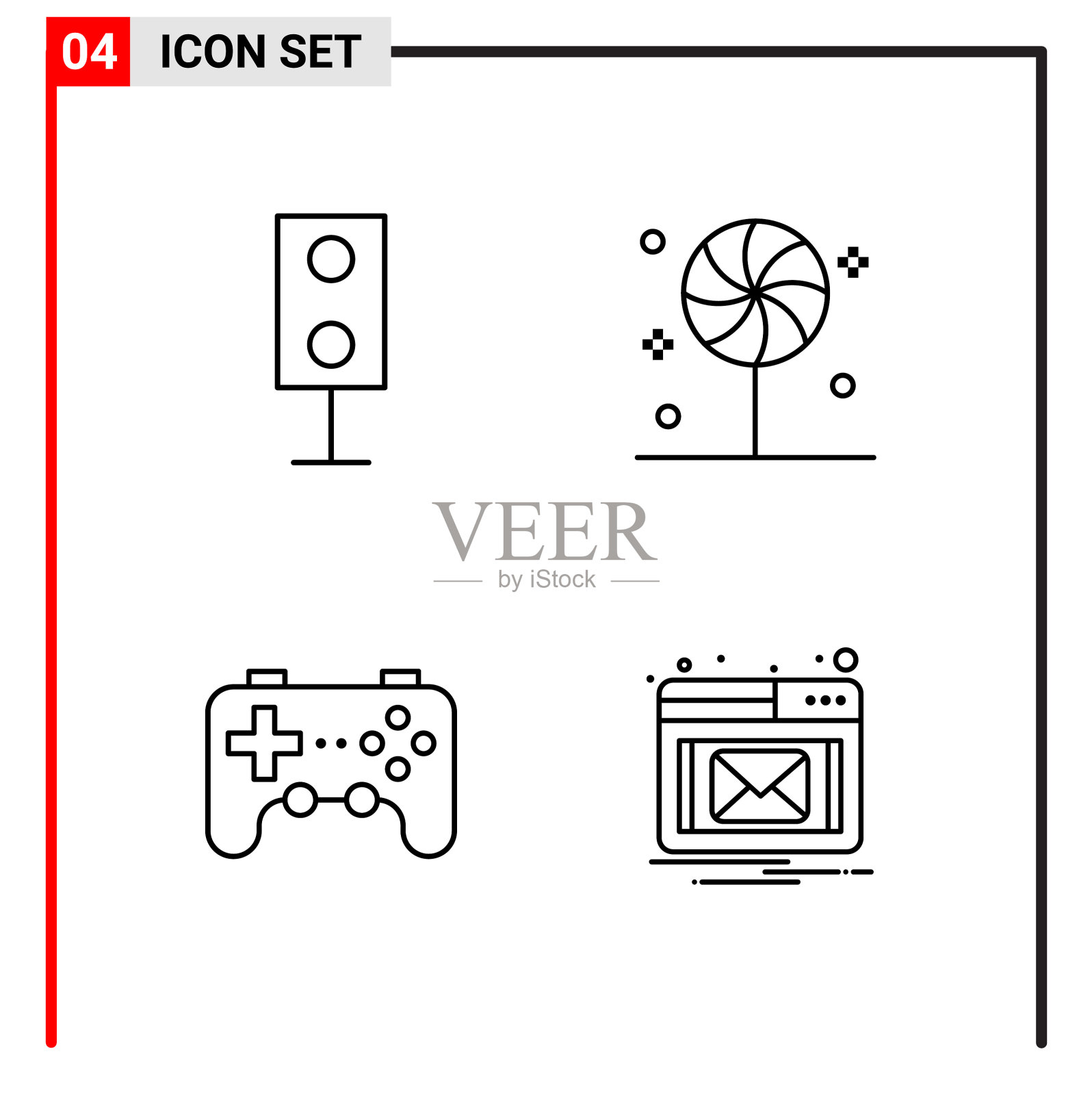 4个通用图标用于网站设计打印和图标素材