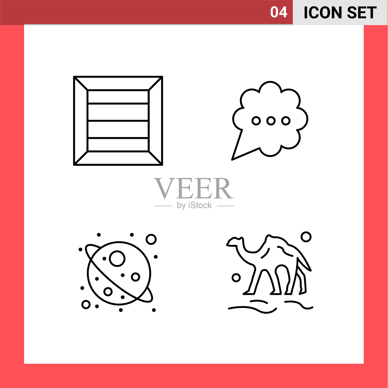 4图标包线样式轮廓符号上的白色图标素材