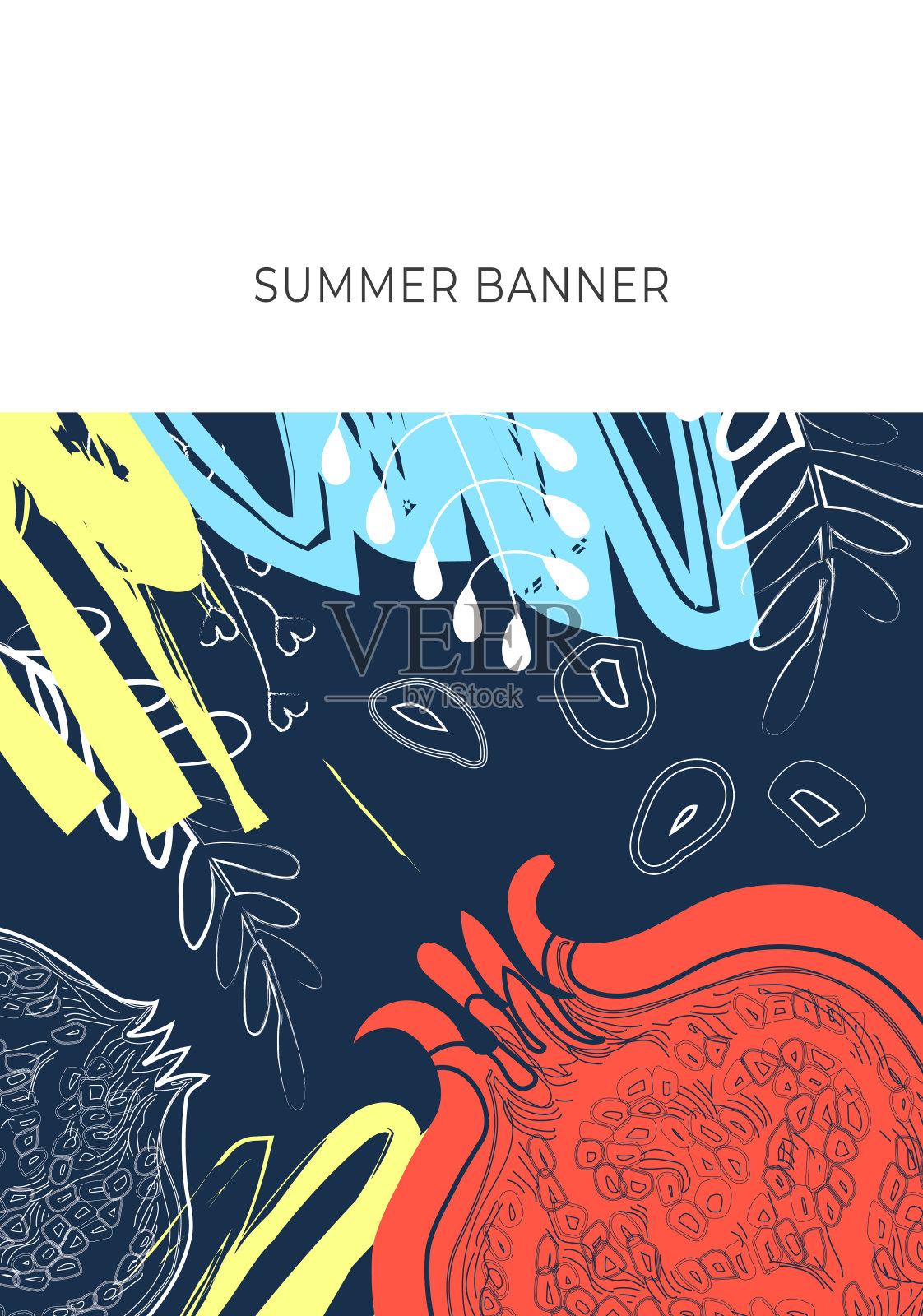 热带设计的菜单，邀请，化妆品，水疗，香水，美容沙龙，旅行社，花店。带有异国水果的矢量横幅插画图片素材