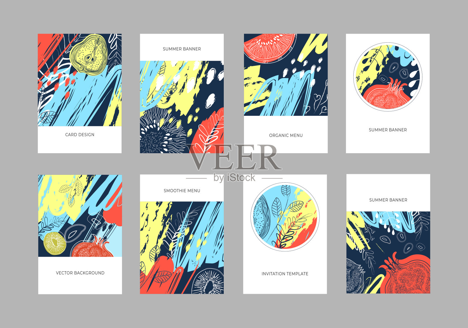 一套矢量旗帜与热带设计菜单，饮料，水疗，香水，美容沙龙，花店插画图片素材