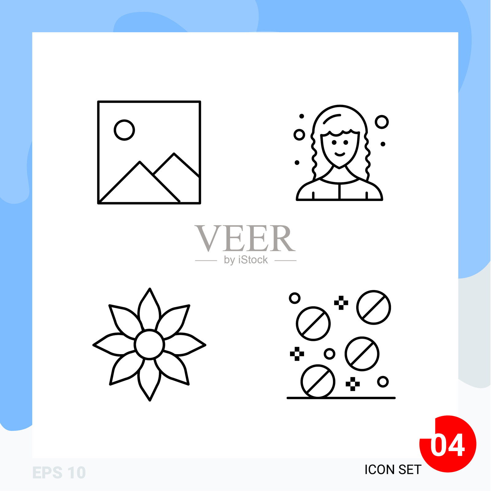 现代包4个图标线条轮廓符号图标素材