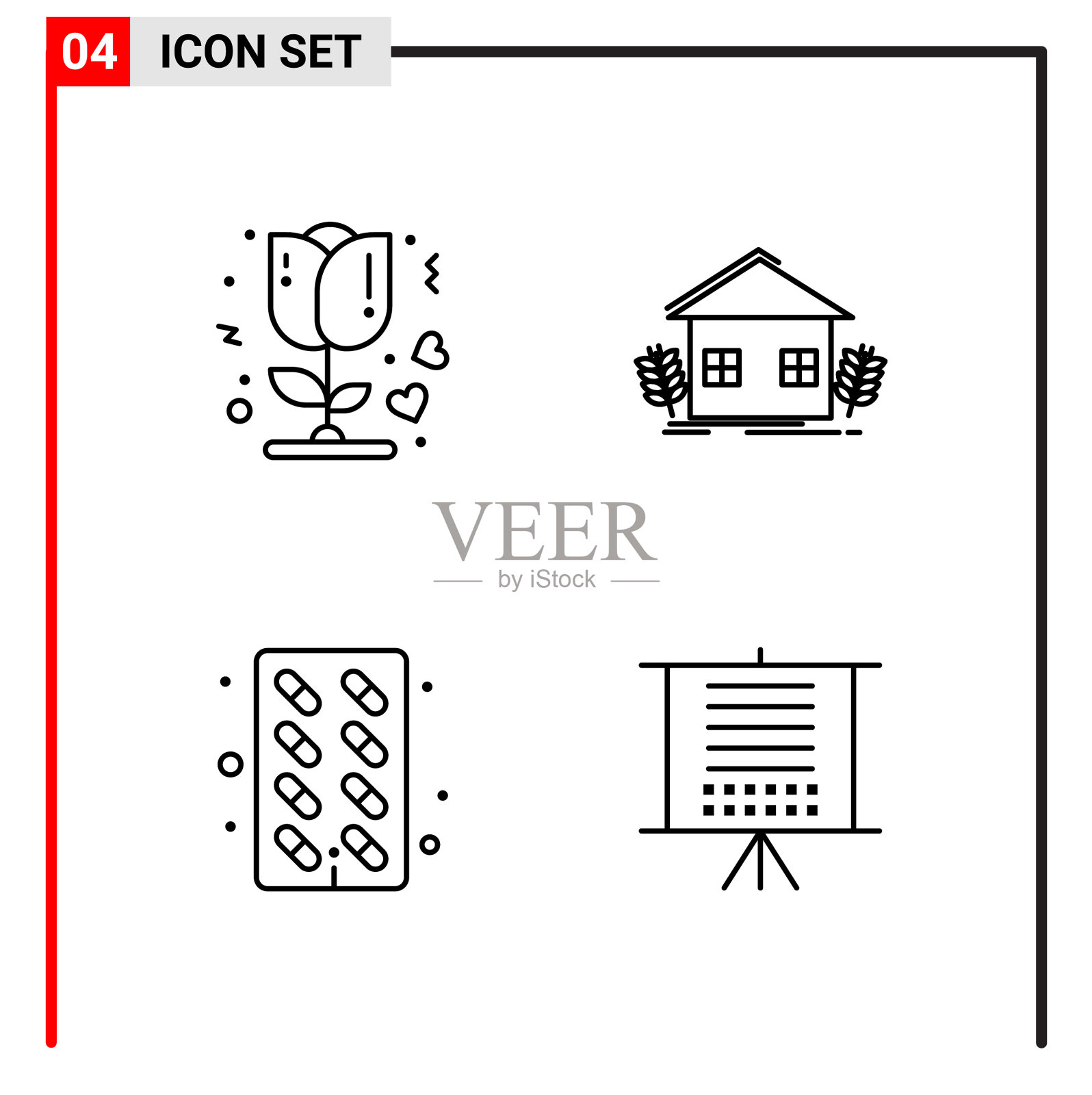 4个通用图标用于网站设计打印和图标素材