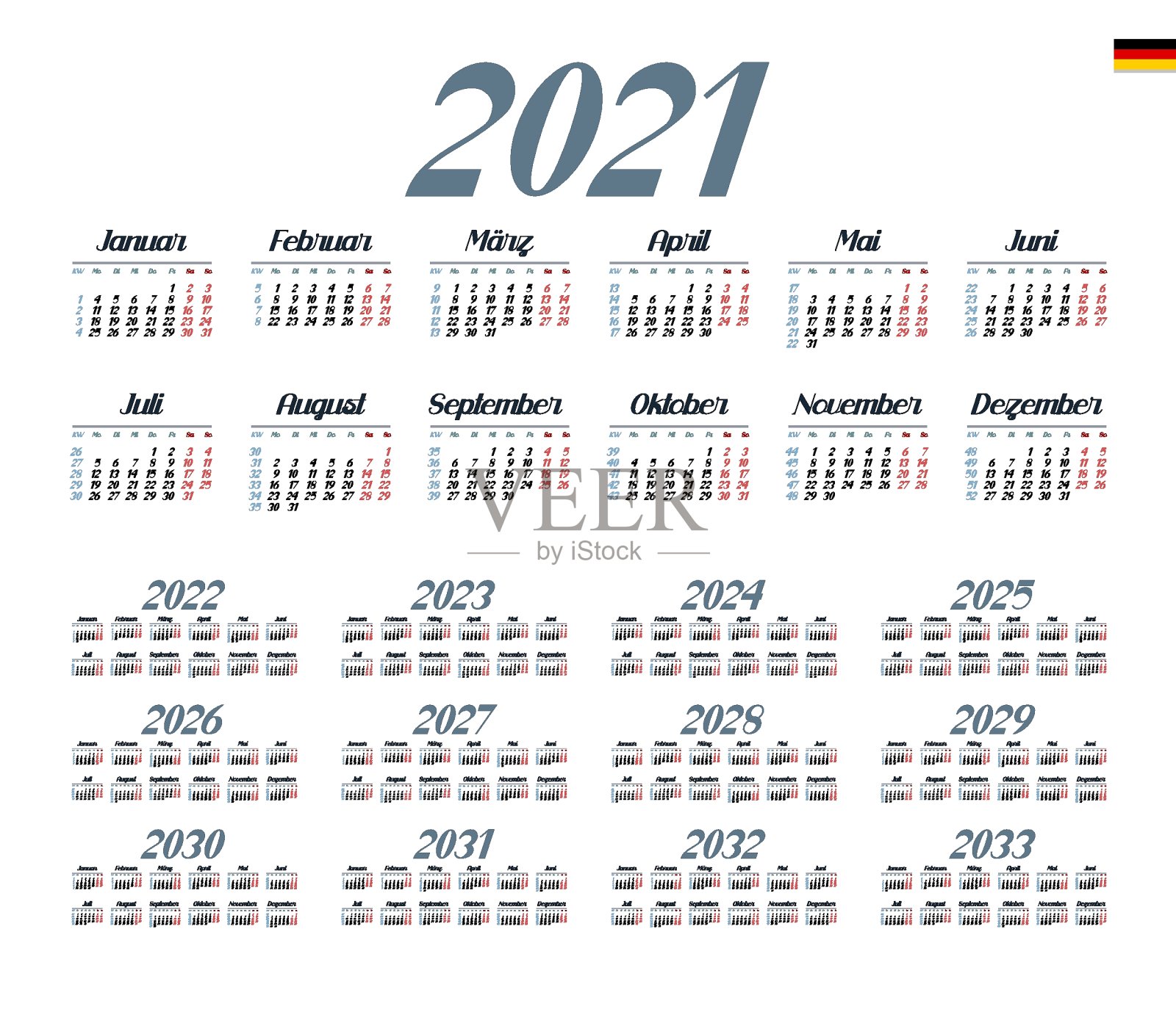 蓝色背景下的日历设计模板素材