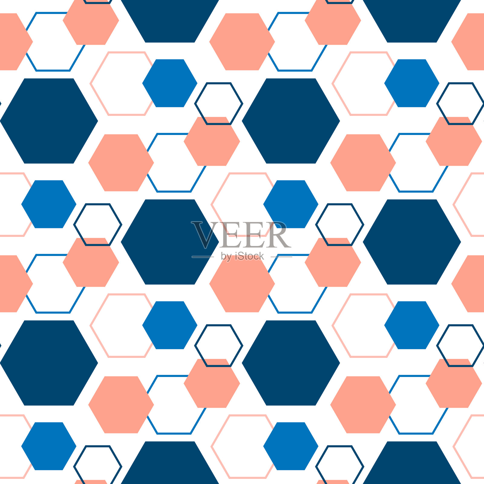 六边形无缝模式。几何图案。多边形的背景。插画图片素材