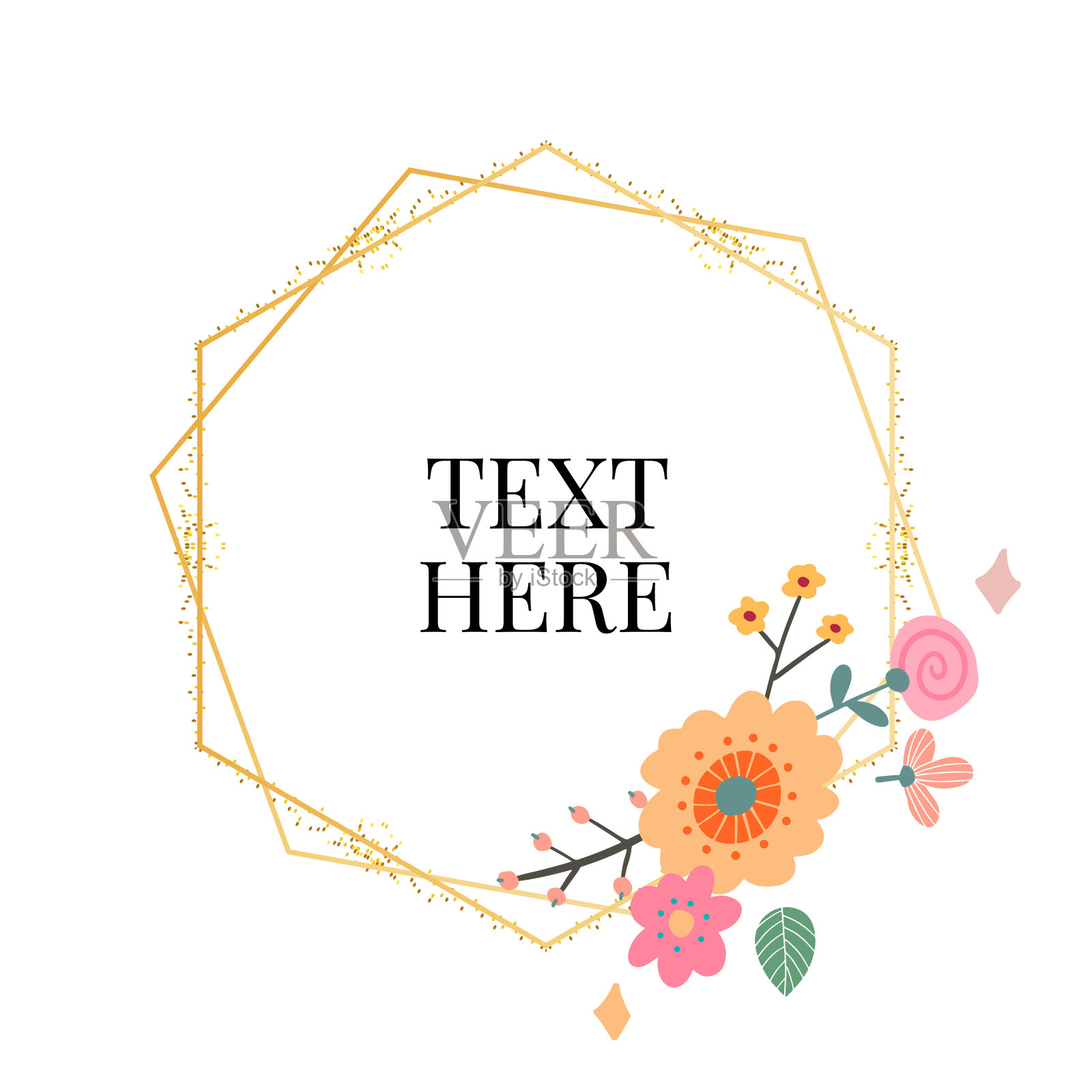 花卉帧集合。一套可爱的复古花安排了一个花环的形状完美的婚礼邀请和生日贺卡插画图片素材