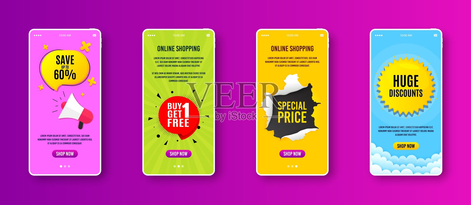 购买1枚获得1枚免费徽章折扣横幅标记。向量插画图片素材