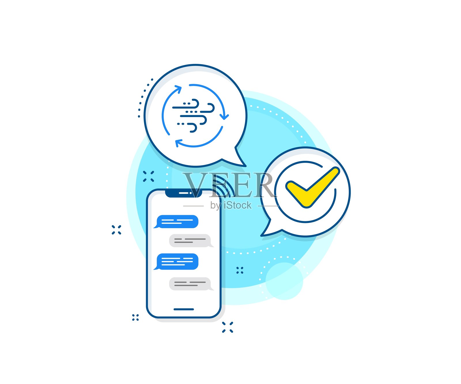 风能线图标。微风的迹象。生态学的力量。向量插画图片素材