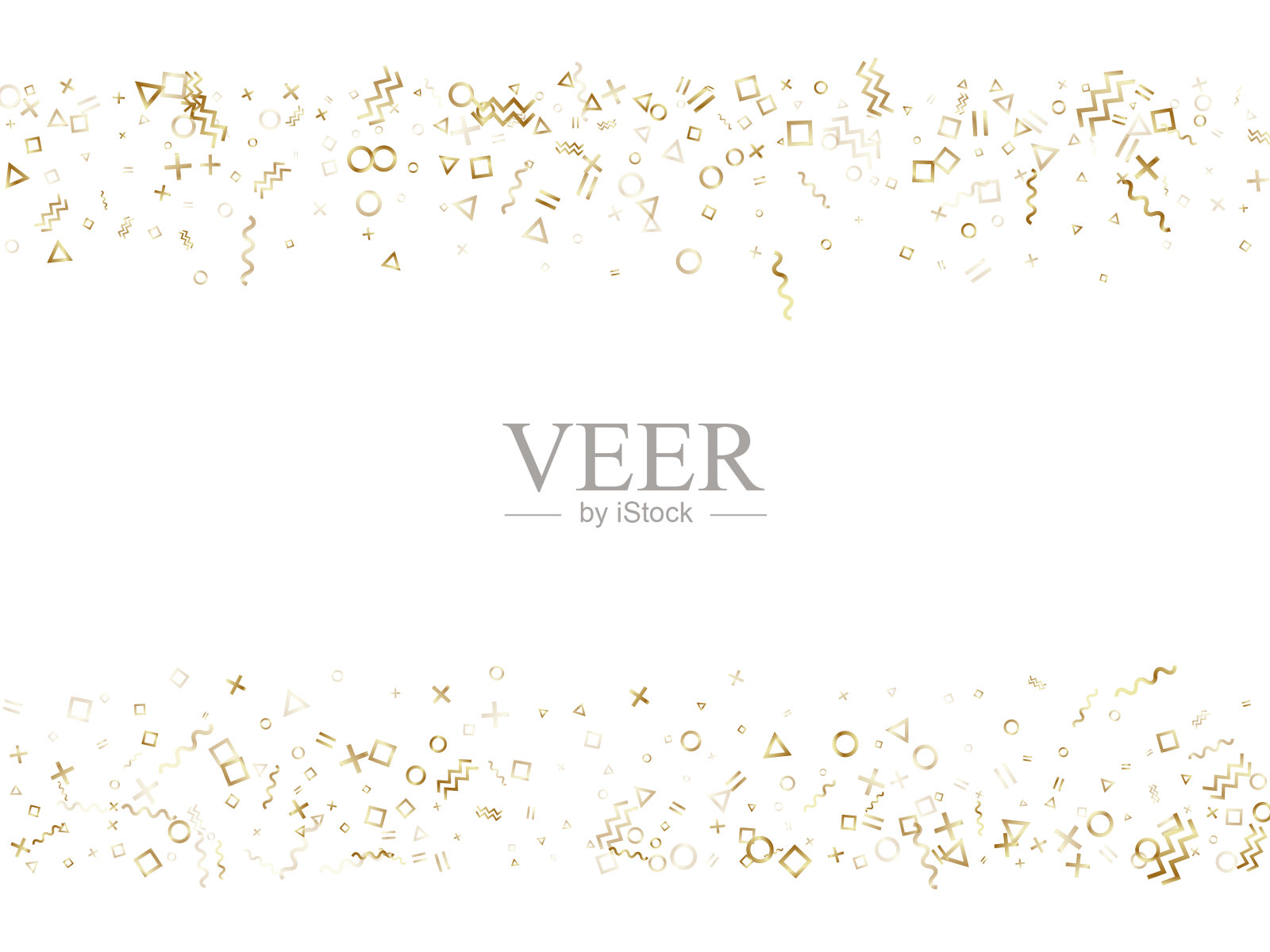 抽象风格的几何彩纸矢量背景三角形圆形正方形形状，chevron波浪线。插画图片素材