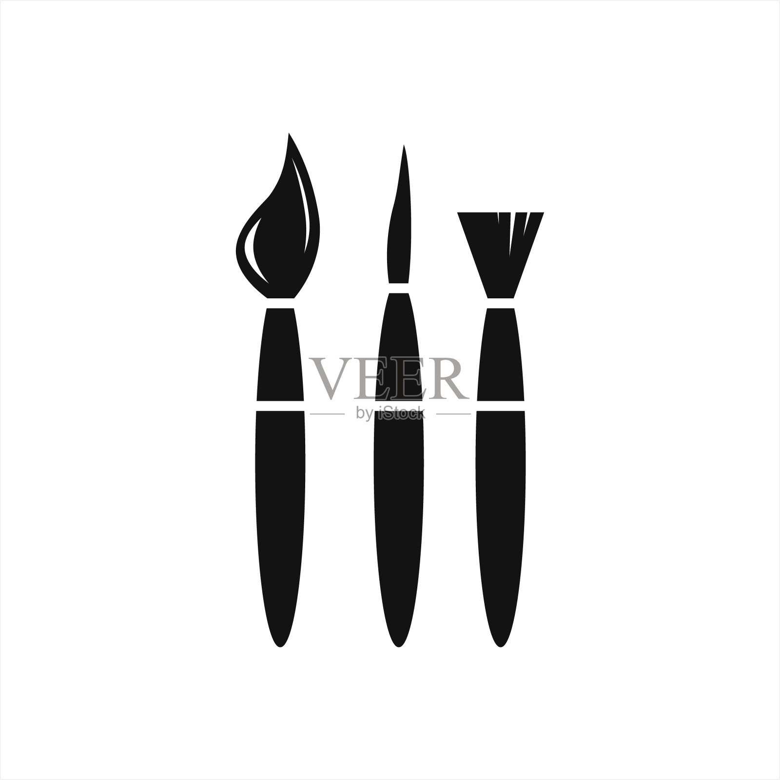 设置艺术笔刷图标孤立在白色上。为学校收集模板等。矢量插图。每股收益10图标素材