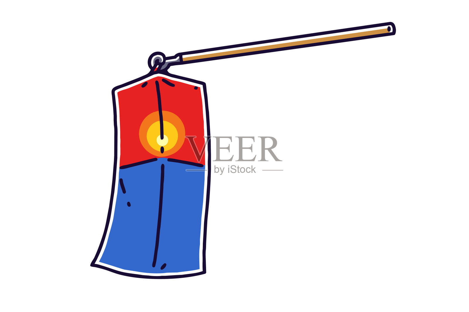 Cheongsachorong。旗袍灯笼的插图。插画图片素材