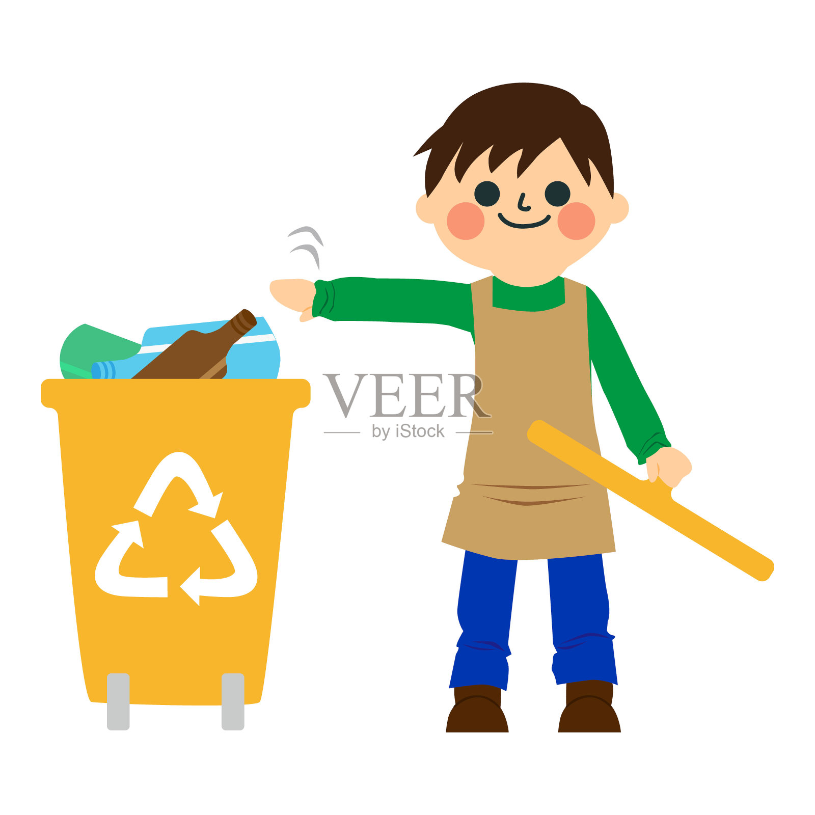 做家务的男孩。插画图片素材