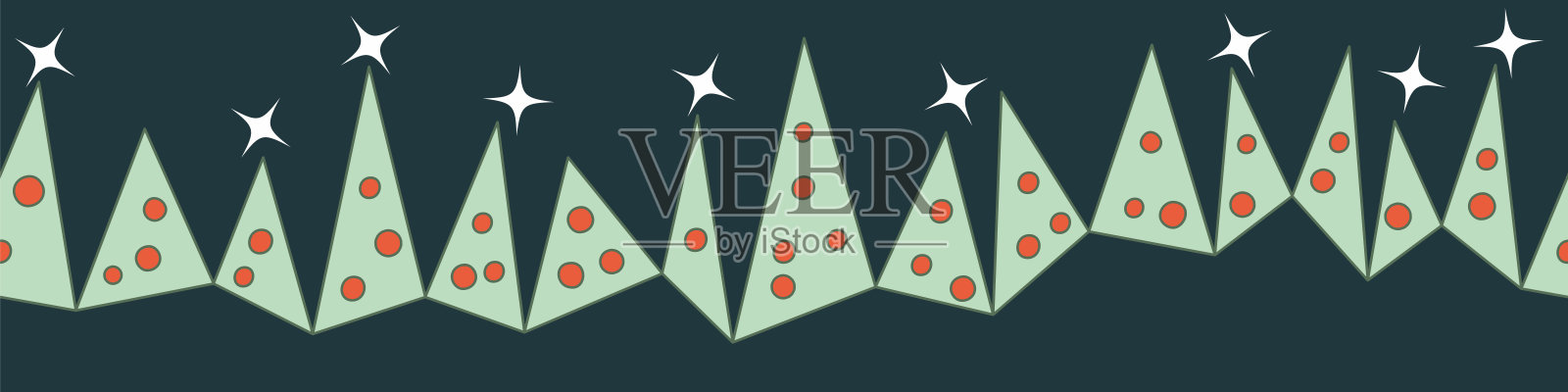 行简单的圣诞树矢量边界打印插画图片素材