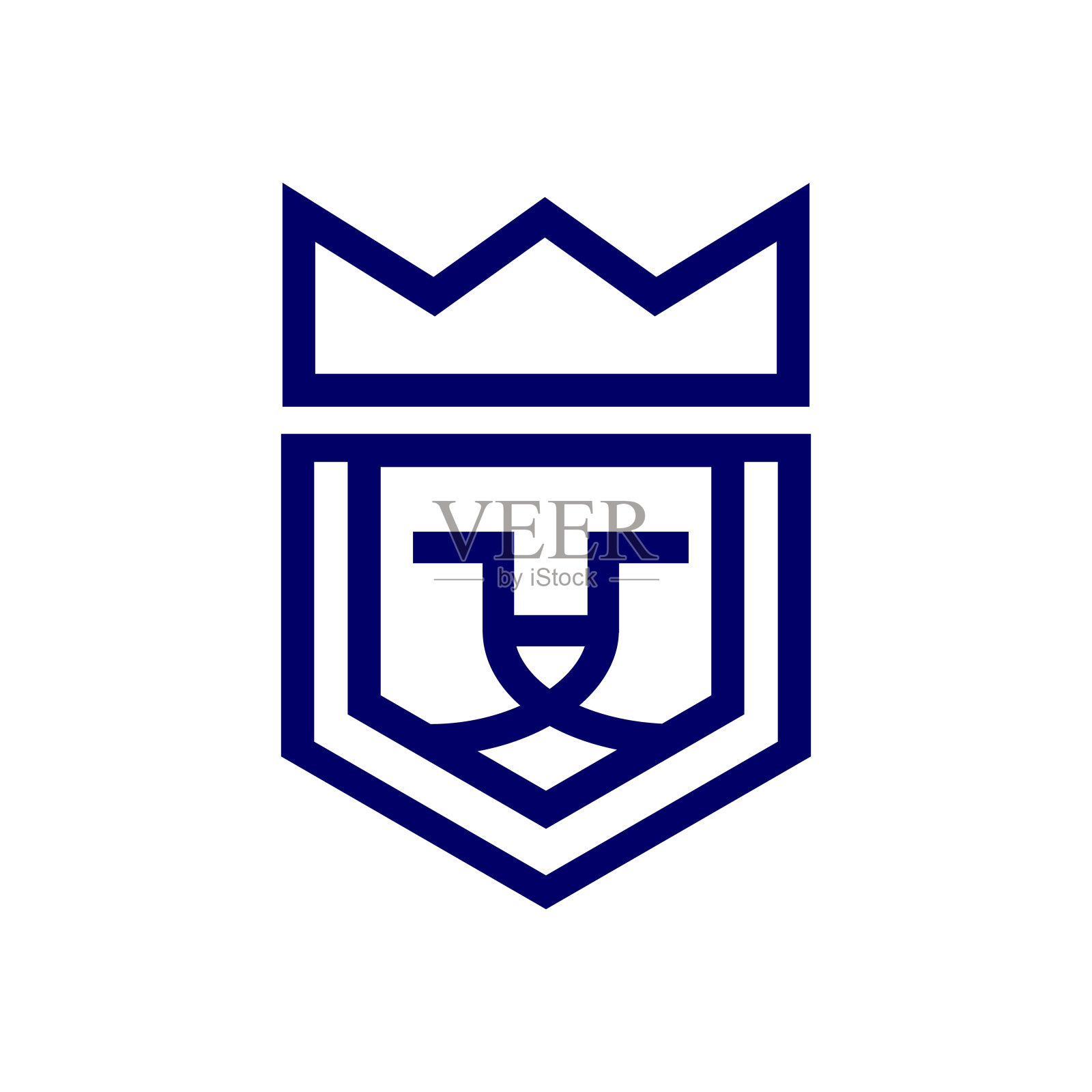 几何线条狮子头与皇冠标志设计插画图片素材