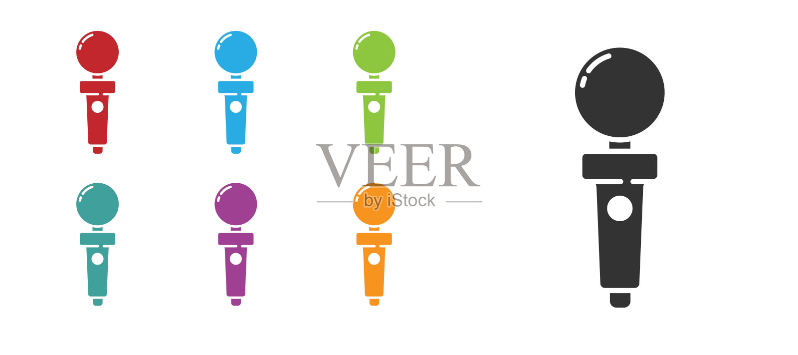 黑色操纵杆为街机图标隔离在白色背景。操纵杆手柄。设置图标丰富多彩。矢量图图标素材