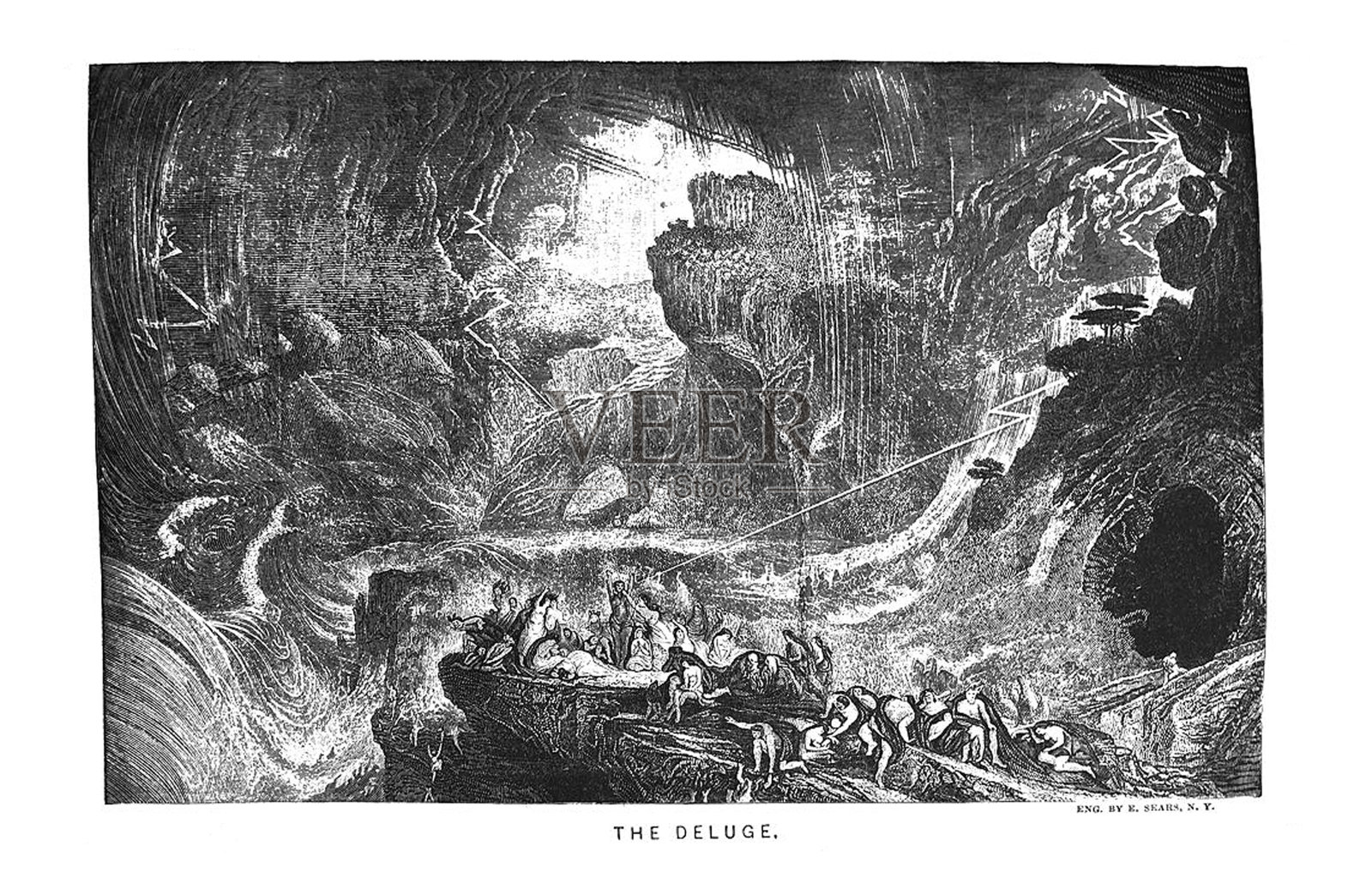 圣经1873年的今天，大洪水——大洪水——诺亚插画图片素材