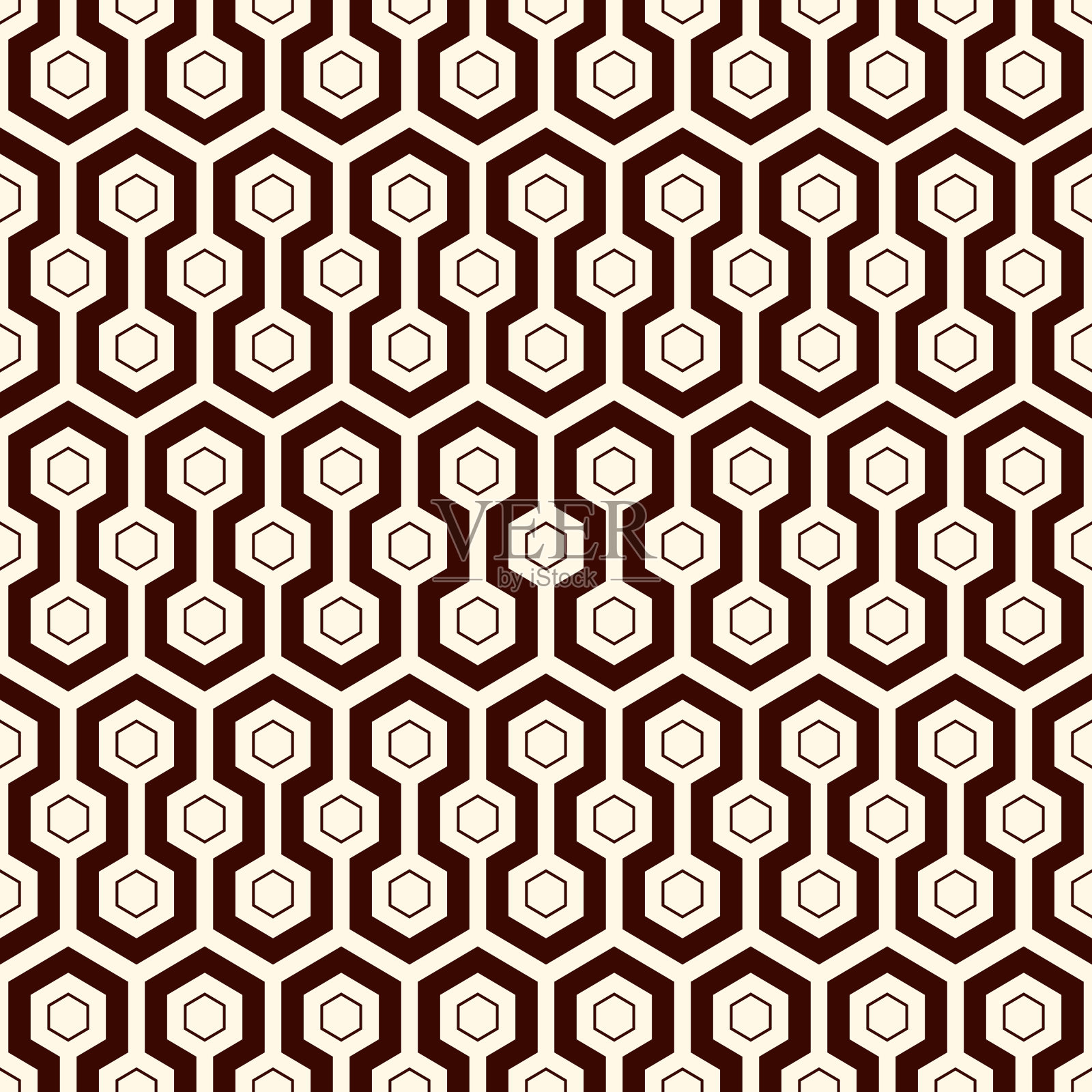 蜂窝网格背景。轮廓重复六边形墙纸。无缝的表面图案与经典的几何装饰。插画图片素材