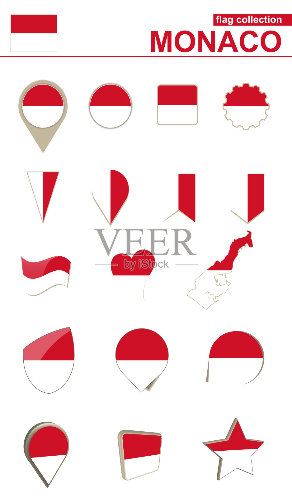 摩纳哥标志集合。设计的大布景。插画图片素材