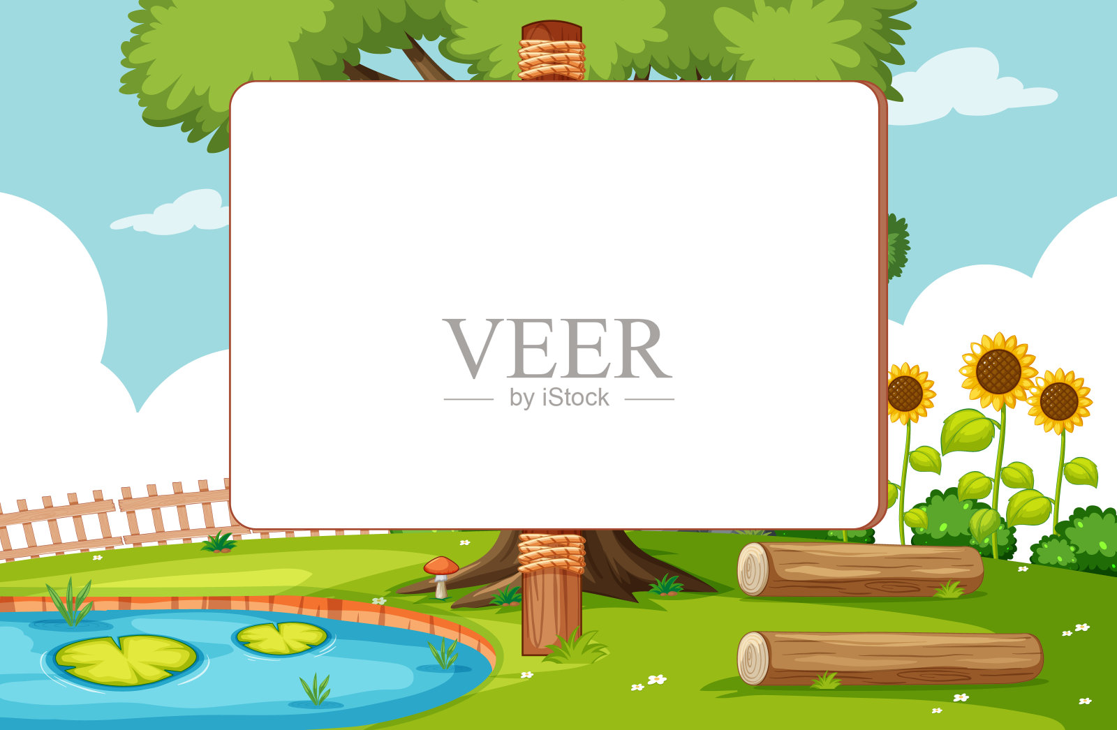 自然公园场景中的空白横幅插画图片素材