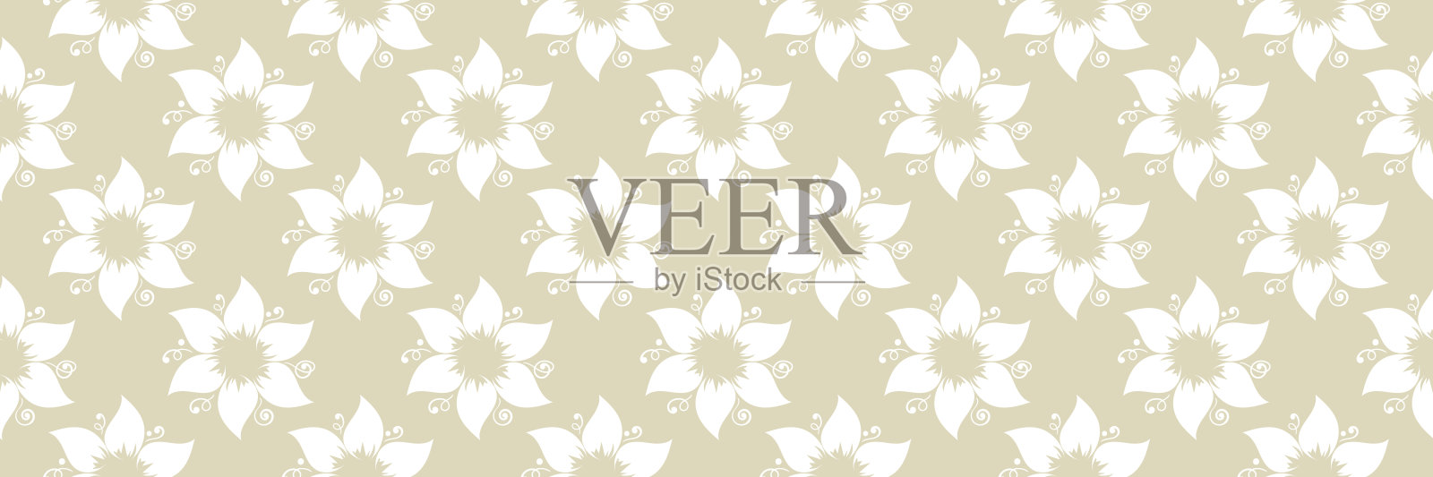 白色花无缝图案在橄榄绿色的背景插画图片素材