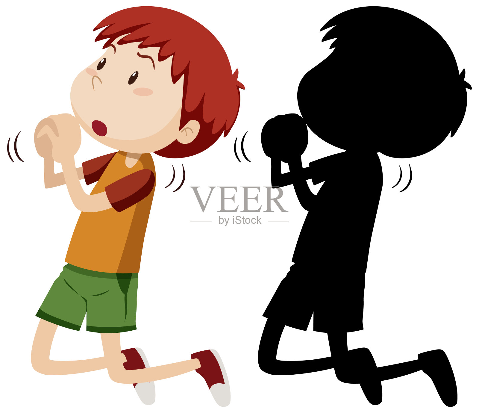 男孩在颜色和轮廓上有吸引力的位置插画图片素材