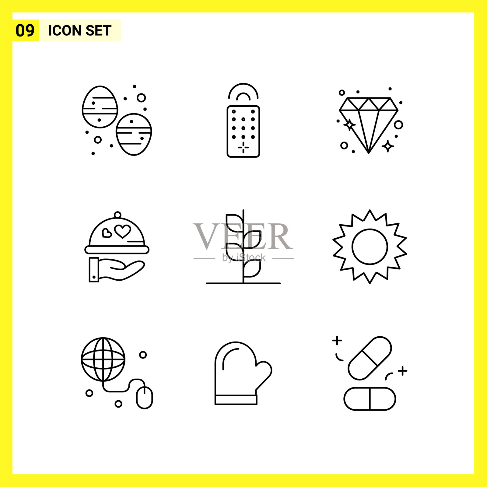 9 .图标设置简单的线条符号大纲签到图标素材