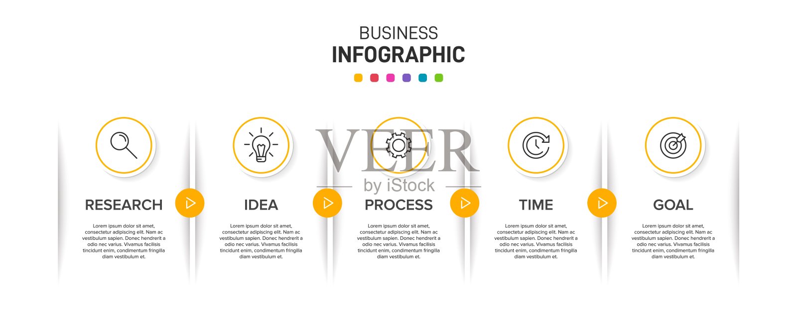 信息图形设计与图标和5个选项或步骤。细线的向量。信息图的业务概念。可用于信息图形，流程图，演示文稿，网站，横幅，印刷材料。插画图片素材