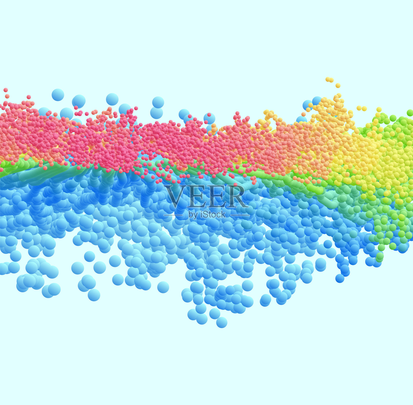 在空旷的空间中有许多不同大小的球体。抽象的背景。3 d矢量插图。插画图片素材