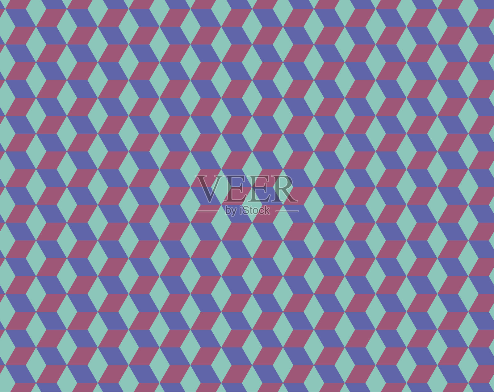 抽象的立方体图案，完全无缝。3d矢量几何壁纸，立方体图案背景。现代平面设计。光学错觉。插画图片素材