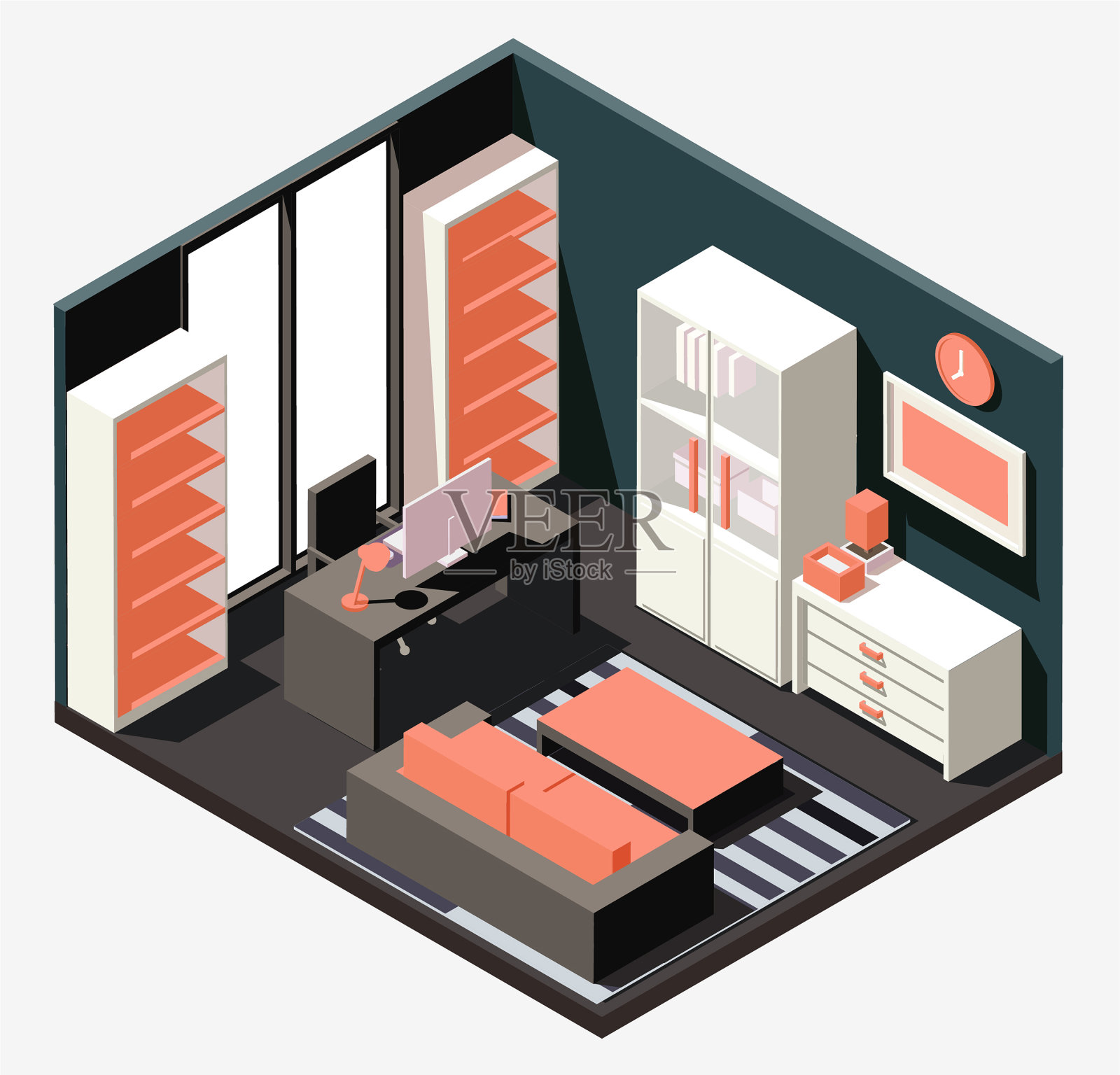 向量等距低聚工作室插画图片素材