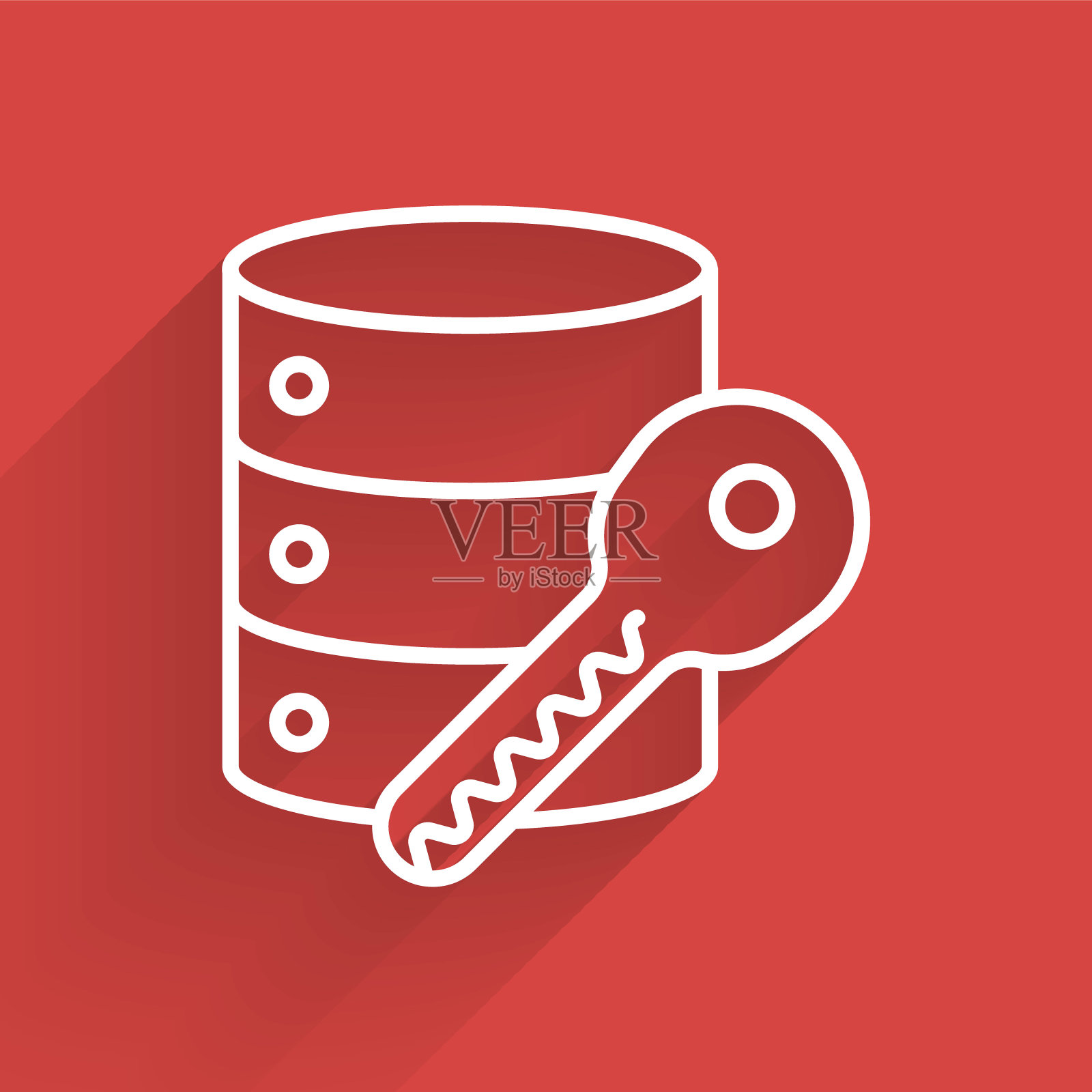 白线服务器安全与关键图标隔离与长阴影。安全、安全、保护的理念。矢量图插画图片素材