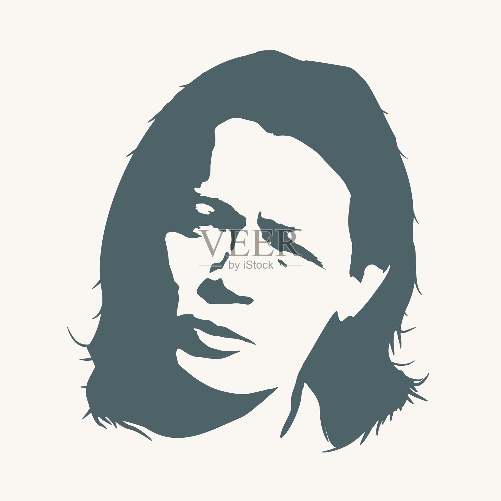 一个女性头部的剪影。插画图片素材