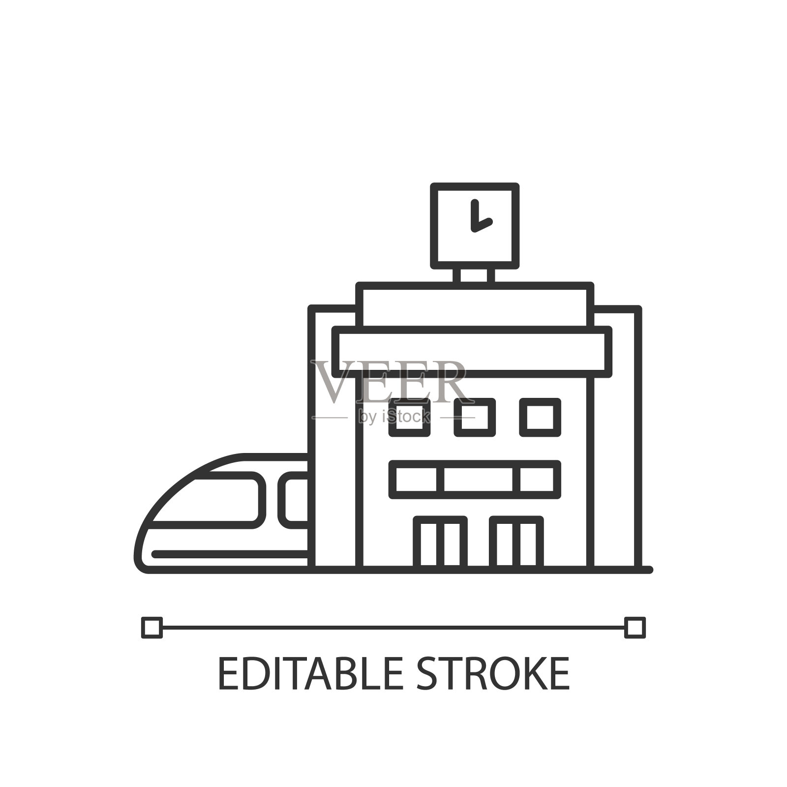 火车站像素完美的线性图标图标素材