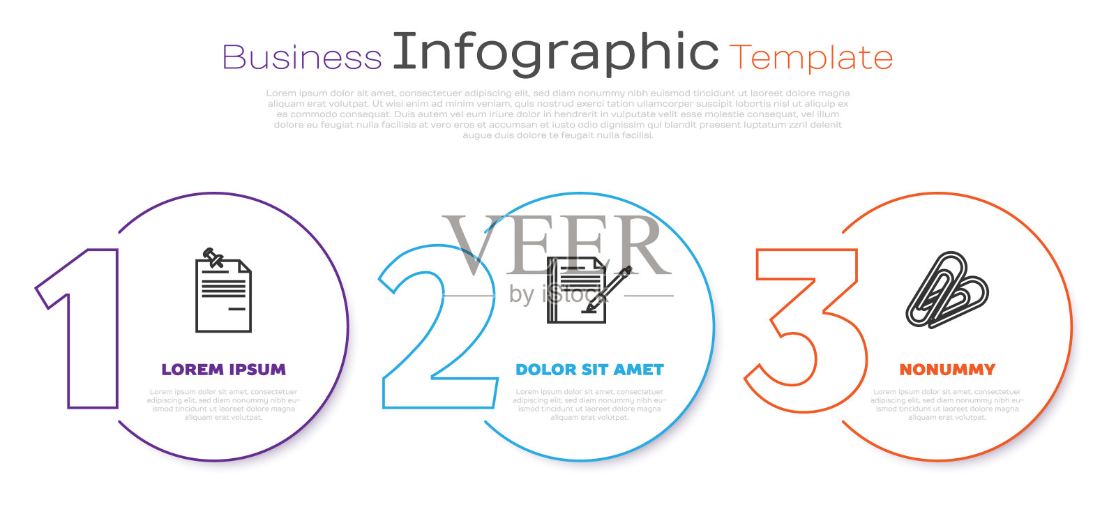 固定线笔记纸与别针按钮，空白笔记本和笔和回形针。业务信息模板。向量设计模板素材