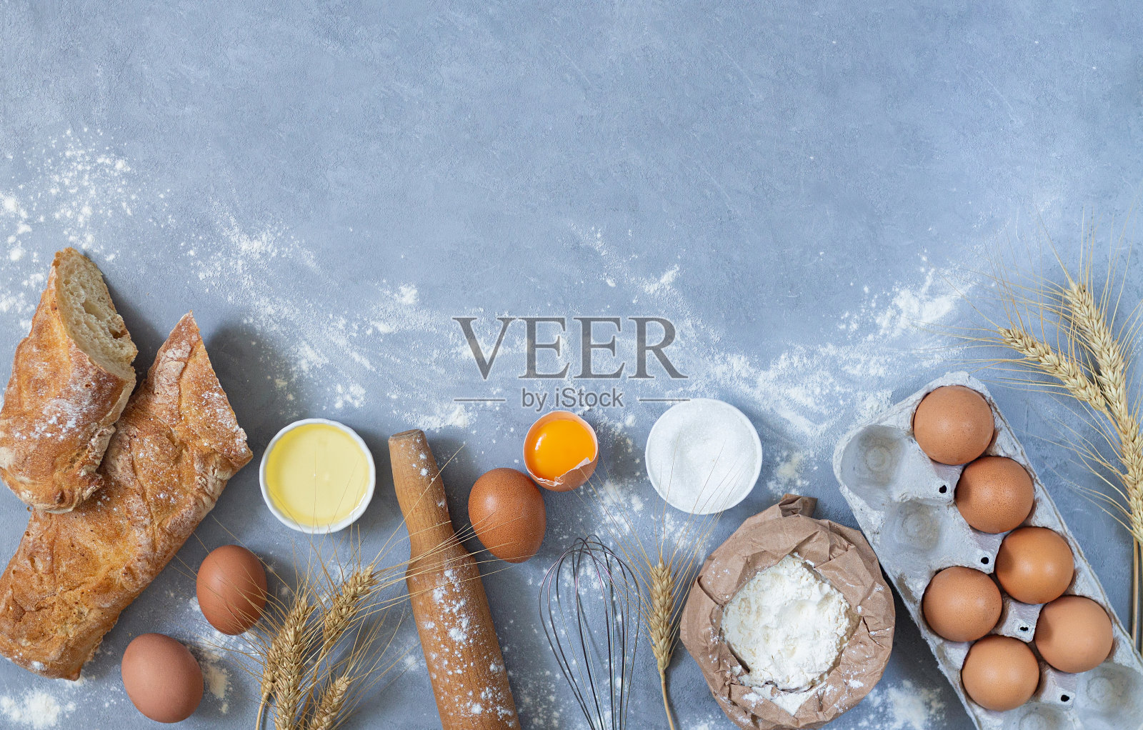 食材烹饪面包俯视图拷贝空间照片摄影图片