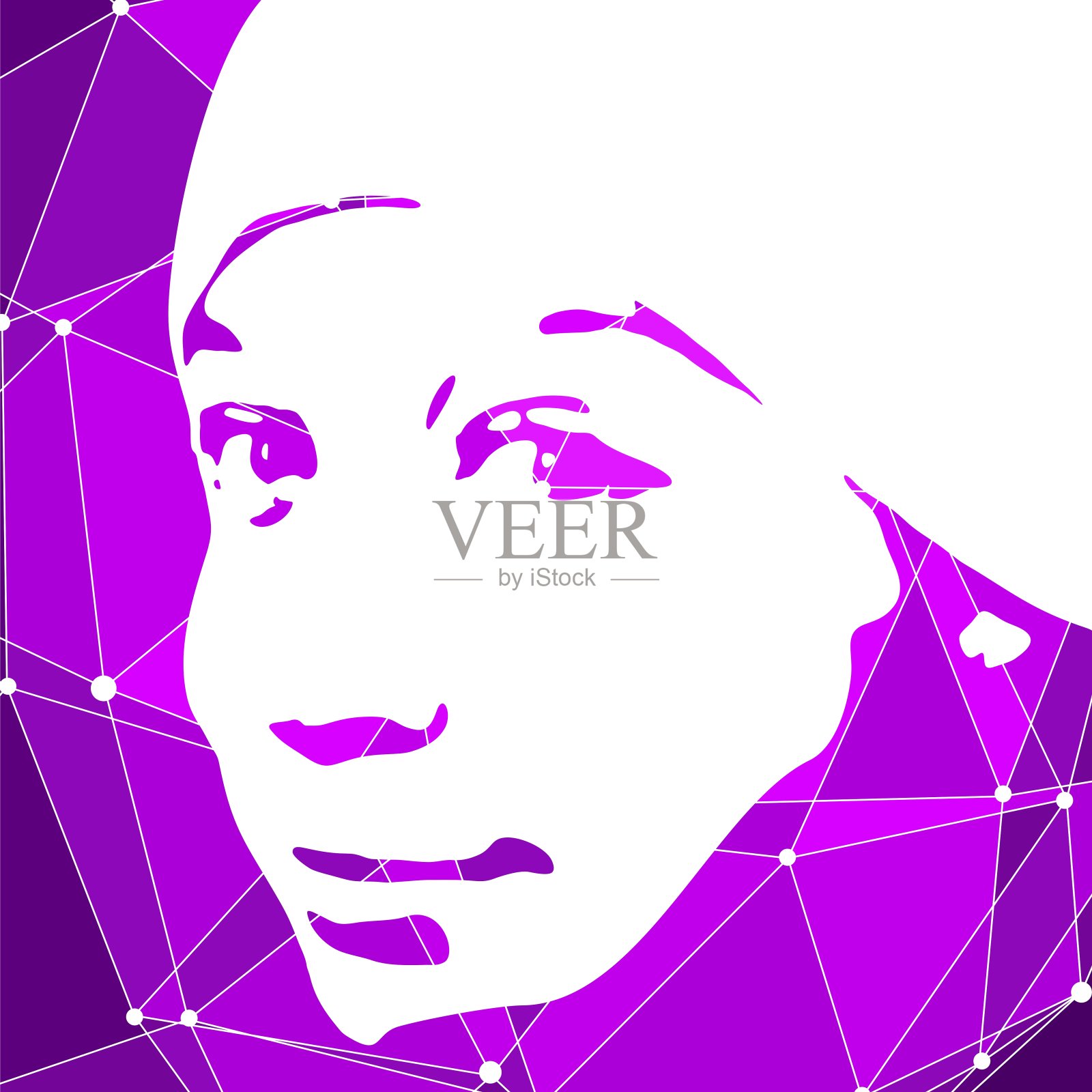 一个女性头部的剪影。插画图片素材