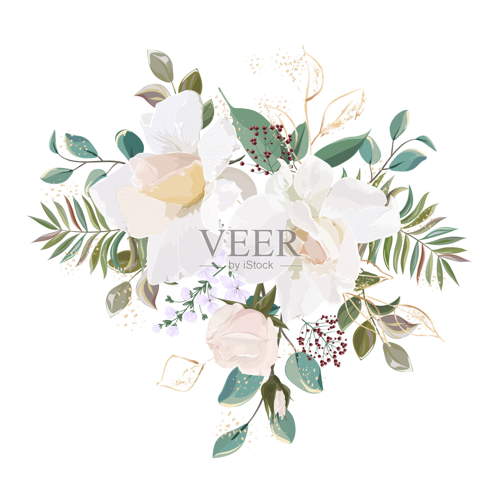 美丽的花束，玫瑰。水彩。插画图片素材