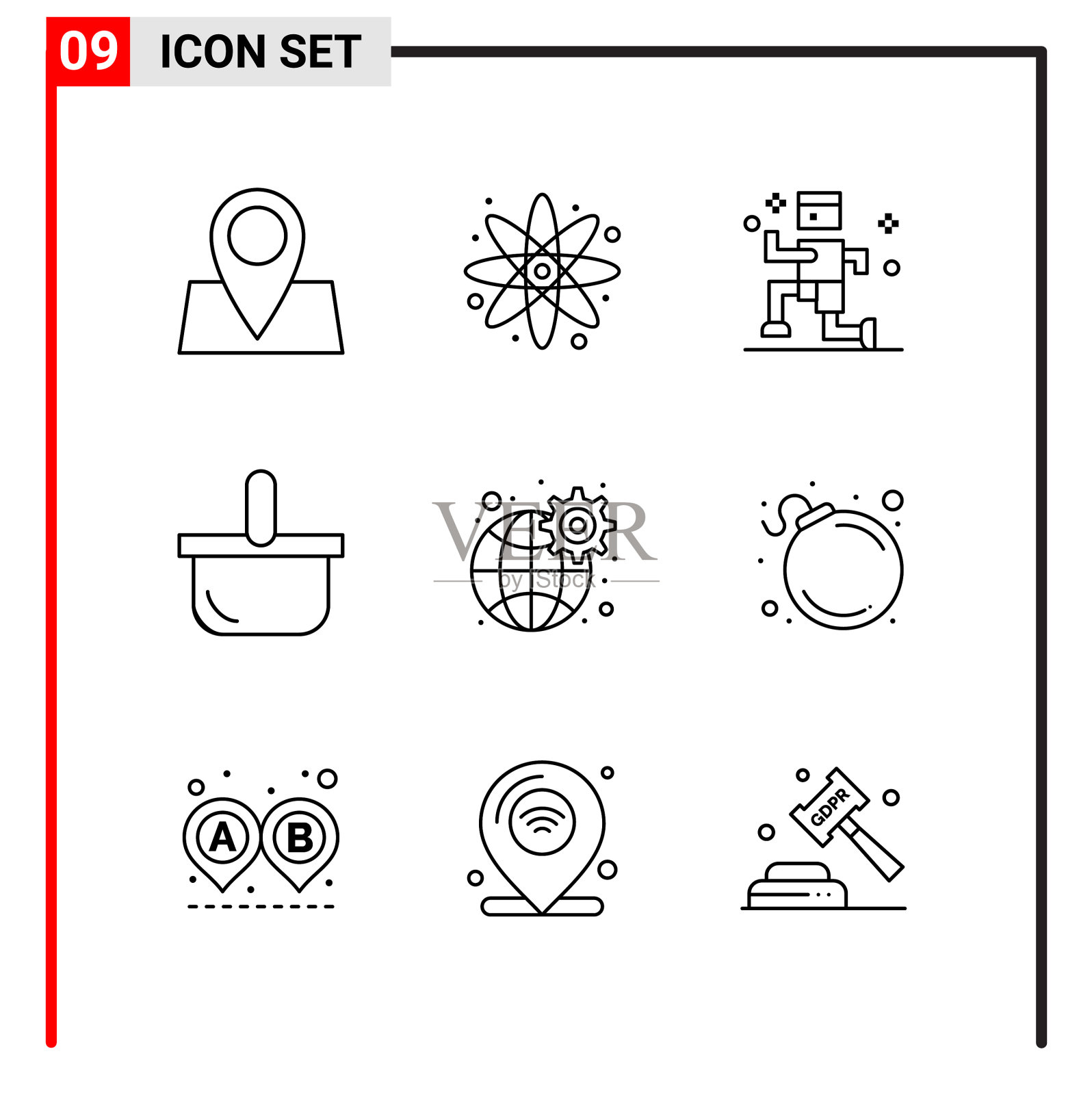 9个通用图标用于网站设计打印和图标素材