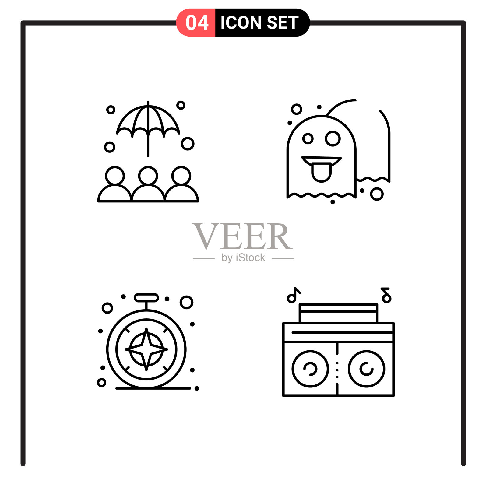 为网页和移动设置4个线条样式图标图标素材