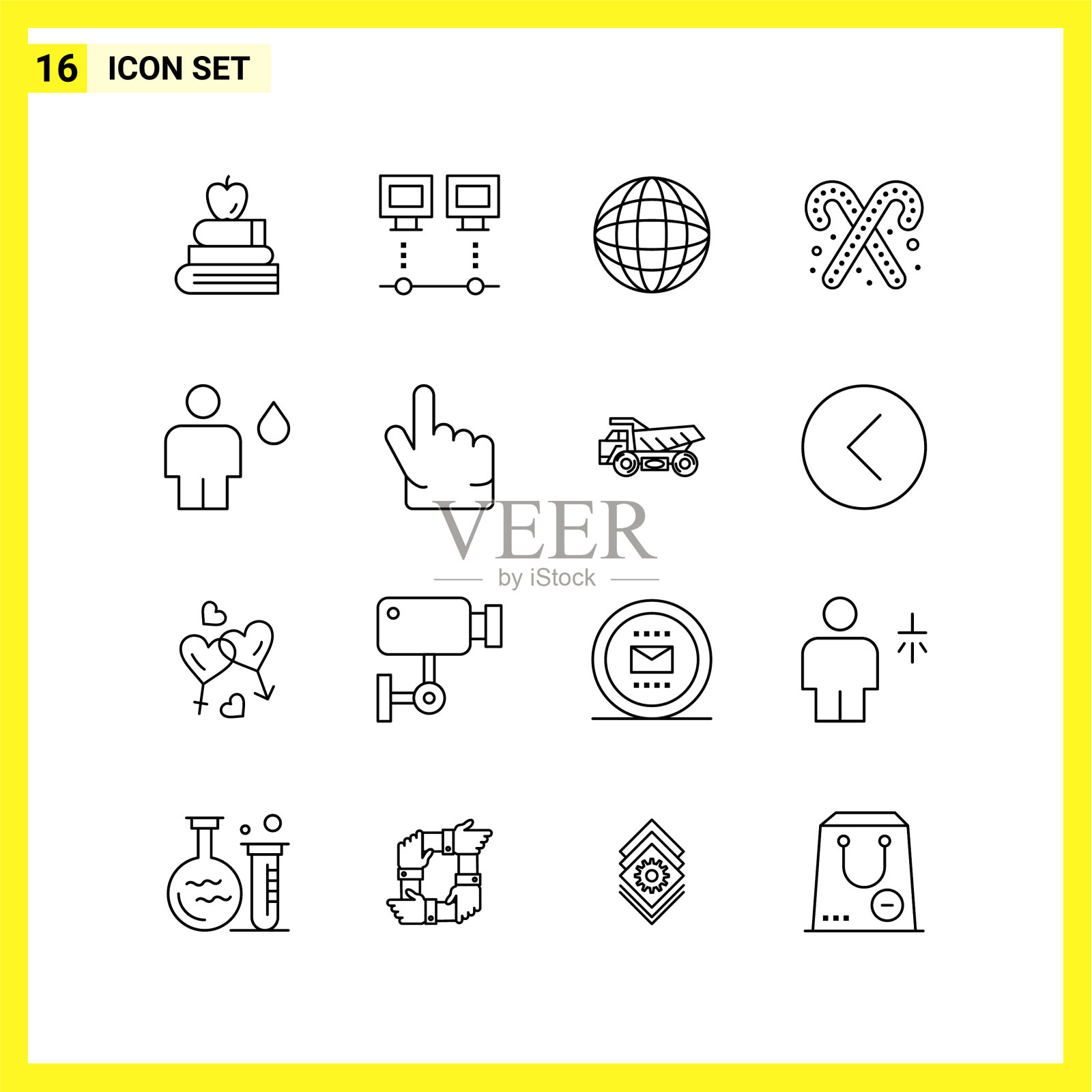 16图标设置简单的线条符号大纲签到图标素材