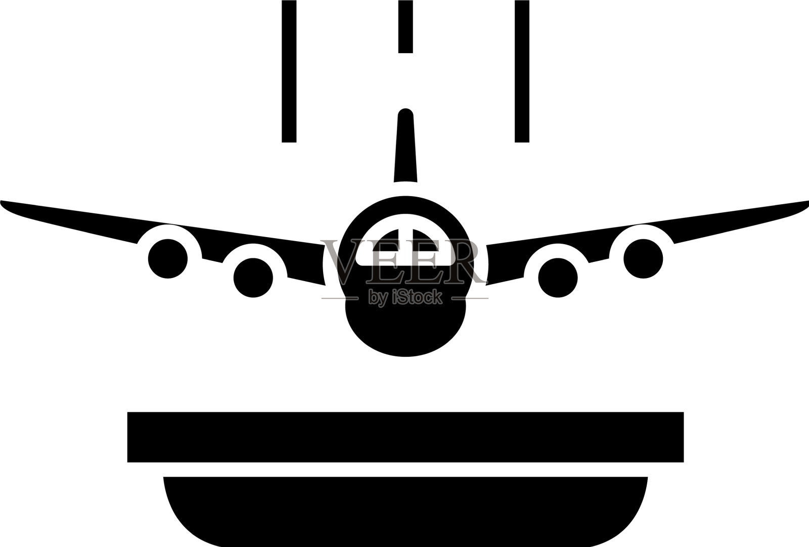 飞行保险黑色图标概念插画图片素材